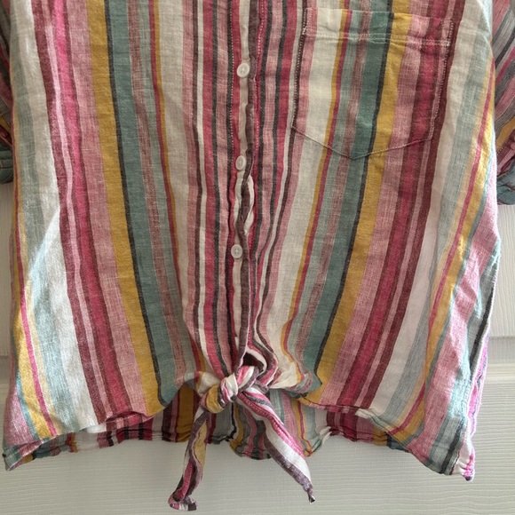 BeachLunchLounge Retro Tutti-frutti Stripe Linen Blend Size S/P - Picture 5 of 7